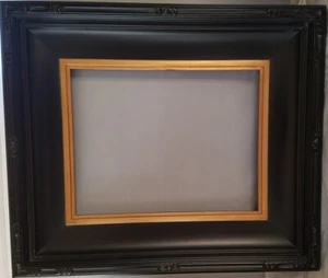 4-1/4" Elaina PleinAir Picture Wood Frame/Blk over Red/Gold Lip/Carved Patterns - Picture 1 of 4