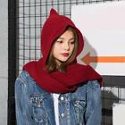 Parent Child Winter Knit Hooded Scarf Headscarf Neck Warmer Hoodie Hat