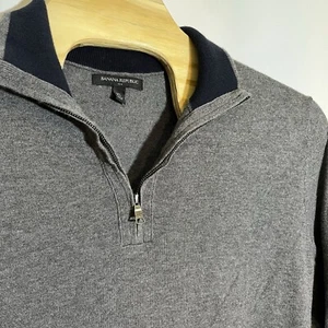 Banana Republic Men’s XL Gray 1/4 Zip Mock Neck Sweater Preppy Cotton Blend - Picture 1 of 6