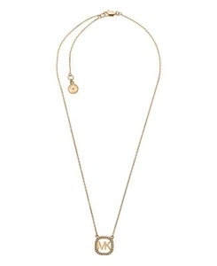 MICHAEL KORS Gold-tone MK Logo Square Pendant Necklace - Picture 1 of 1