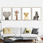 Baby Animal Canvas Wall Art Poster Panda Giraffe Elephant Zebra for Nursery s...