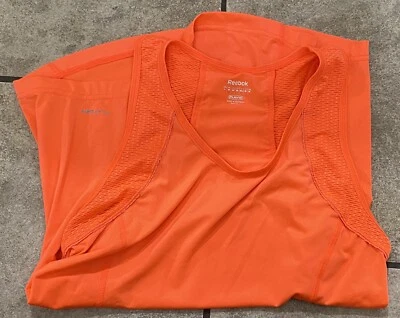 Camiseta sin mangas de ejercicio Reebok Play Dry naranja para mujer EE. UU. TALLA MEDIANA M poliéster spandex Foto 1 de 4