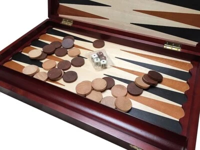 Edles Backgammon Tavla Brettspiel Würfelspiel groß Holz Neu SET Deluxe - Bild 1 von 3