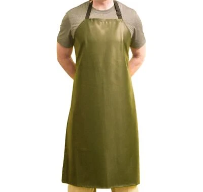 Delantal babero de vinilo PVC impermeable verde resistente 41x27" con ajustador de cuello Foto 1 de 4
