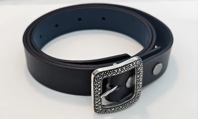 VIintage Judith Jack Sterling Silver Belt Buckle And 1" Black Leather Belt - Image 1 of 4