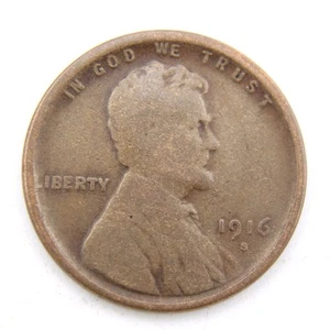 1916-S Lincoln Wheat Cent ~ GOOD (GD) Condition ~ Coin Collectible [C90] - Picture 1 of 2