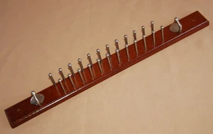 Neck Tie Rack ~ 24 Pegs + 2 Belt Hooks ~ Wall Mount Style ~ Nickel on Mahogany - Picture 1 of 5