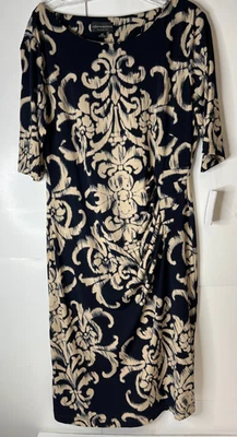 Vestido Connected Apparel para mujer 12 Petite marrón negro fruncido delantero elástico nuevo con etiquetas Foto 1 de 4