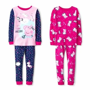 Peppa Pig Let's Count Unicorns Girl's 4-Piece Cotton Pajama Set, Size 3T - Picture 1 of 1