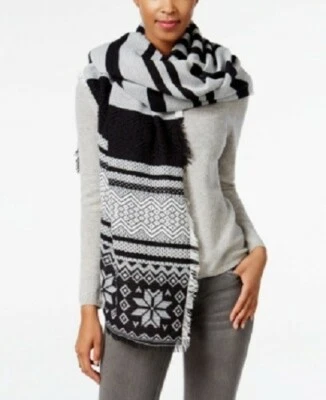 Poncho-envoltura manta con flecos Fair Isle tejido de gran tamaño Steve Madden #882 Foto 1 de 4