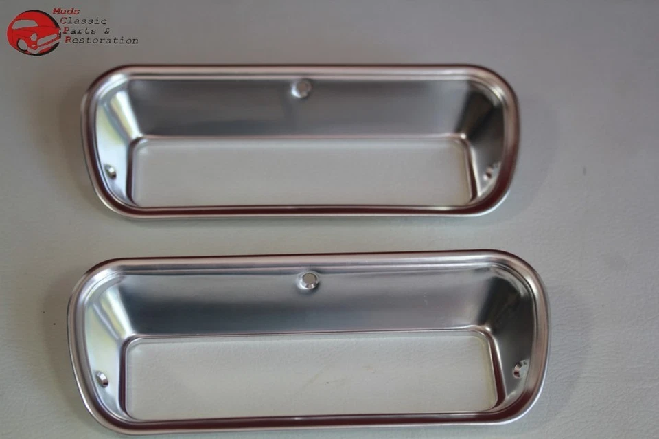 62-66 Chevy GMC Pickup Truck Front Park Parking Light Lamp Aluminum Bezels New - Image 1 of 1