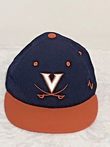Virginia Cavaliers NCAA Ball Cap Hat WAHOOS Blue/Orange Fitted Hat 7-3/8 - Picture 1 of 7