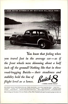 PRINT AD 1936 Buick 8 Driving Beside a Lake 6.5 x 10 - Image 1 of 3
