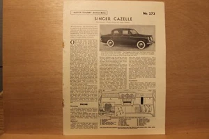 Original SINGER GAZELLE (1957) Kraftfahrzeughändler Servicedaten Nr. 273 - Bild 1 von 1