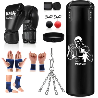 AOFESEL Boxsack Hängend Erwachsene 4FT PU Schwere Boxsäcke + Kette Deckenhaken Training