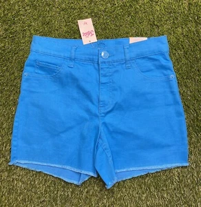 Justice Jeans cut off shorts high waist Soft & Stretchy NWT Size 16 Teal Girls - Picture 1 of 6