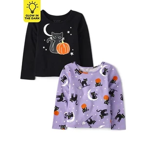 The Children's Place Toddler Girls Long Sleeve Halloween Top, 2-Pack Size 3T - Picture 1 of 3