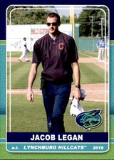 2019 Lynchburg Hillcats Grandstand #15 Jacob Legan Trainer Jacksonville NC Card