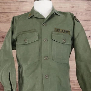 VINTAGE SHIRT UTILITY COTTON SATEEN OG 107 MILITARY ARMY GREEN SHIRT 15.5 X 31 - Picture 1 of 10
