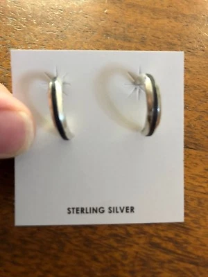 Pendientes de medio aro de ónix negro con poste indio navajo nativo americano #87 Foto 1 de 3