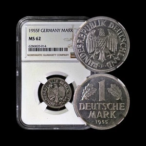 GERMANY. 1955, Mark, F - NGC MS62 - Bundesrepublik, Stuttgart, Semi-Key - Picture 1 of 5