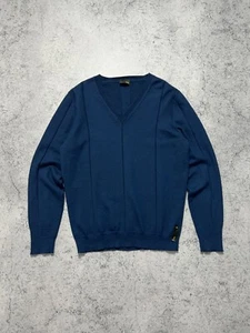 Suéter de Lana Fendi Para Hombre Talla 52 Azul Manga Larga Pullover Lujo Cuello en V - Imagen 1 de 24