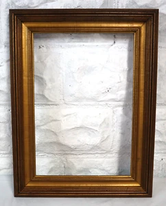 Vtg Large Solid Poplar Wood Frame Holds 20" x 14" Art Antiqued Gold Finish - Picture 1 of 17