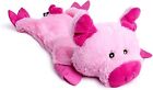 Petface Farmyard Buddies Crinkle Flat Pig Plush Dog Toy, Pink