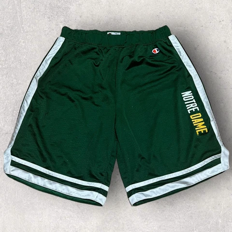 Vintage Fighting Irish Champion Shorts Mens XL Green Notre Dame Above Knee Mesh Cover