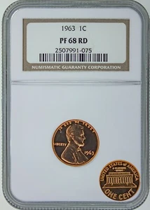 1963 Lincoln Cent - NGC Certified PF 68 RD - Picture 1 of 3