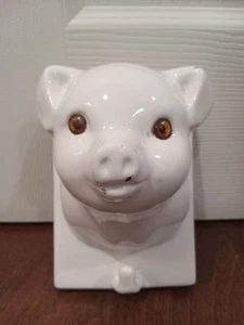 Vintage 1980’s White Ceramic Wall Mounted Pig Hook - Picture 1 of 7