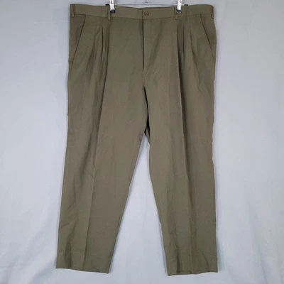 Adolfo 男式橄榄绿色打褶正装裤子 48 码涤纶人造丝 — 第 1/4 张图片