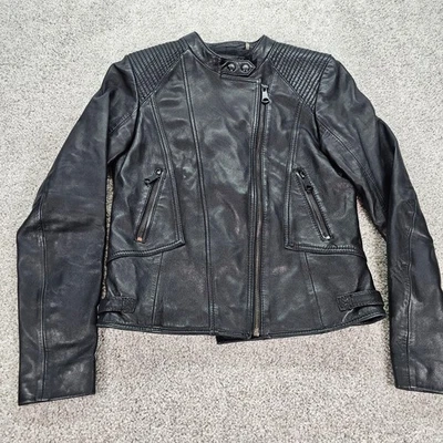 Marc New York Leather Moto Jacket Black Womens Full Zip Quilted Details Size S - Image 1 of 4