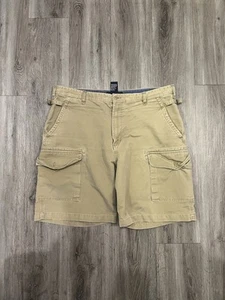 Vintage Tommy Hilfiger Shorts Mens 38 Tan Brown Canvas Cargo Military Y2K - Picture 1 of 7