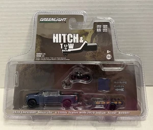 Greenlight Hitch & Tow 2020 Chevy Silverado w/ Indian Scout Motorcycle & Trailer - Picture 1 of 4