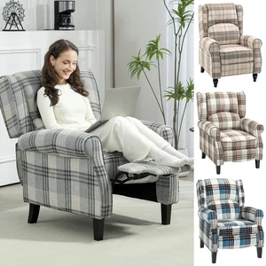 Recliner Armchair Push Back Recliner Chair with Footrest and Wood Legs - Picture 1 of 45