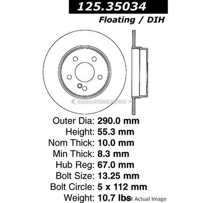For Mercedes C36 AMG CLK320 E420 E320 CLK430 Centric Rear Brake Rotor Disc GAP - Image 1 of 2