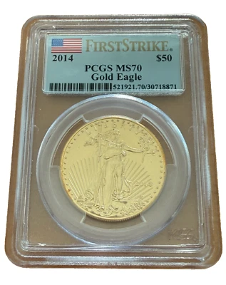 US 2014 Gold 1 oz $50 PCGS MS70 Gold Eagle - Image 1 of 2