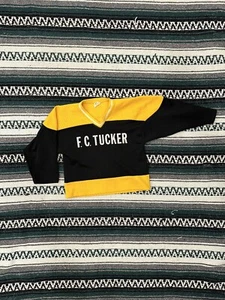 Vintage 70s 80s  Black Yellow Bob McCarthy Hockey Jersey FC Tucker Real Estate - Picture 1 of 13