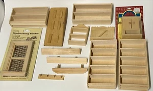 Dollhouse Miniature Bookcase Shelves Unpainted Wood Door Window Gate Cabinets + - Picture 1 of 9