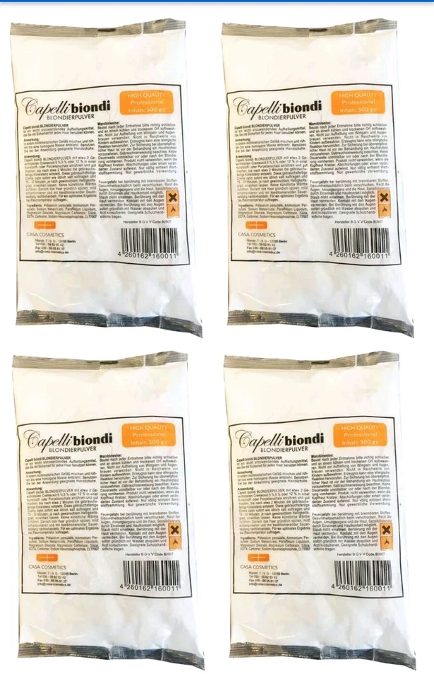 (12,45€/1kg) 4 x Capelli Biondi Blondierung Blondierpulver weiss 500g staubfrei - Bild 1 von 1