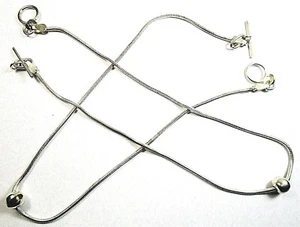 PAIR OF 11" - 925 ST. SILVER ANKLETS, WITH 6 MM MOVABLE BALLS - Picture 1 of 4