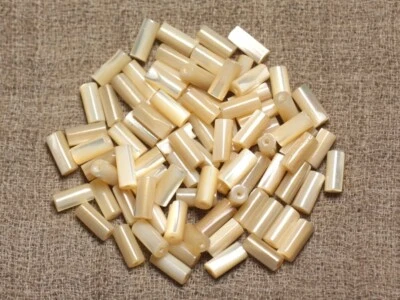 HOMEMADE 10pc - Perles nacre naturelle irisée - Colonnes Tubes 8x4mm 4558550002204