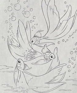FANTASÍA PECES DORADOS NOCHES ÁRABES Animación Arte FOTOCOPIA Sinfonía Pastoral - Imagen 1 de 11