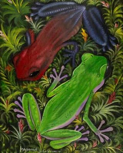 Poison Dart Frog Rainforest Painting, Original Painting, Jungle Painting, Latin - Picture 1 of 10