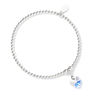 Sterling Silver Ball Bead Bracelet with Crystal AB Swarovski Crystal Heart - Picture 1 of 4