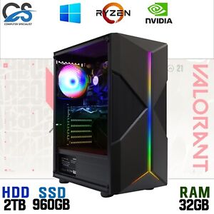 FAST Gaming PC Computer AMD5 5600G 2TB HDD 960GB SSD 32GB RAM NVIDIA GTX1660 W11