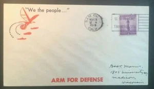 1941 We The People Arm for Defense San Diego CA Madison WI WWII Patriotic Cover - Picture 1 of 2