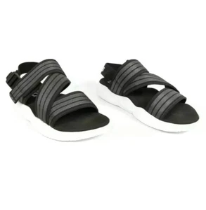 Adidas 90s Womens Sandals Slip On Core Black Gray White Cloud EG7647 Size 10 New - Picture 1 of 12
