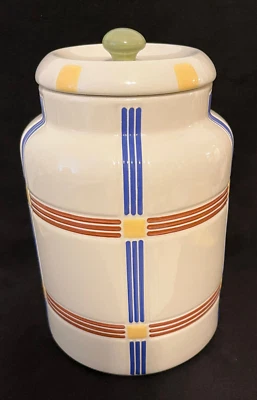 LONGABERGER Multi Negrita Cuadros Cosecha Mixta Cerámica GRANDE Bote de Almacenamiento 10 pulgadas Foto 1 de 4